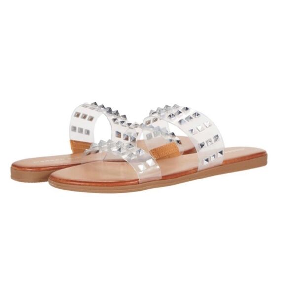 Steve Madden Girl Fetch Clear Studded Slip on sandals size 8.5 - Picture 1 of 9